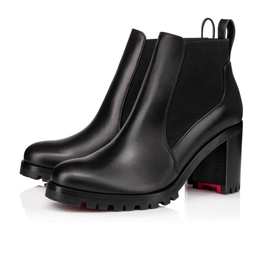 Women's Christian Louboutin Marchacroche 70mm Leather Chelsea Boots - Black [6957-213]